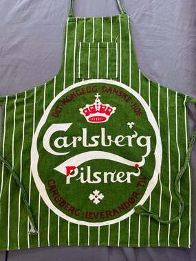 Carlsberg Pilsner Beer Apron Green White Striped Danish Brewery BBQ